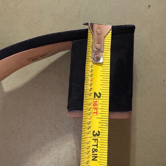 J. Crew Black Suede Slides Block Heels BH858 Size 9 EUC Open Toe Preppy Slip On - Picture 8 of 10